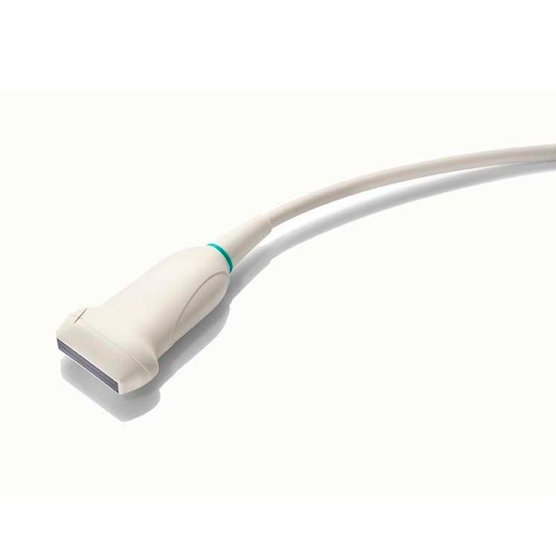 Transductor lineal para ultrasonido DC40 de Beracah Medica, muestra la cabeza del transductor con cables conectados.