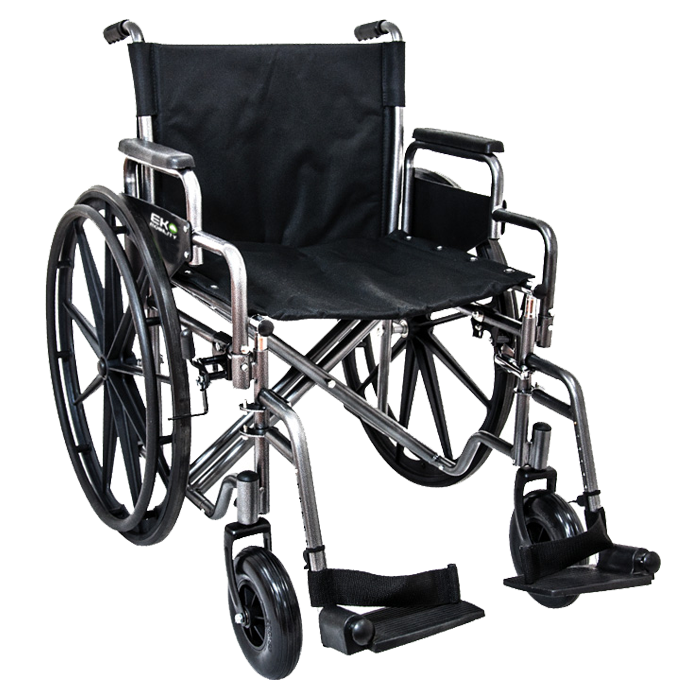 Silla de ruedas bariátrica MSI de 24 pulgadas en color plata con diseño robusto y resistente de Beracah Medica.