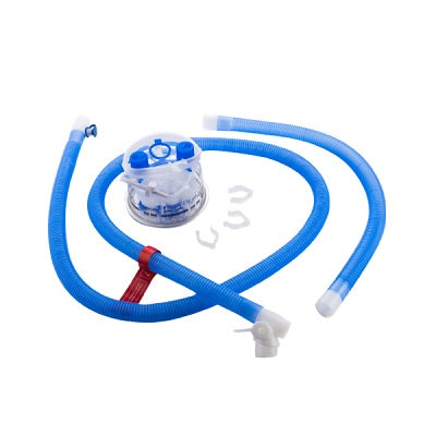 Circuito de respiración inspiratorio adulto para alto flujo con cable calefactor con cámara de humidificación de llenado automático