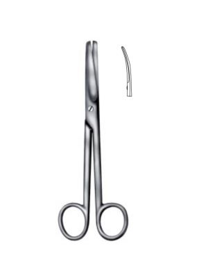 Tijeras Mayo curva de 14.5 cm de la marca Beracah Medica, con hojas afiladas y mango ergonómico para corte preciso.