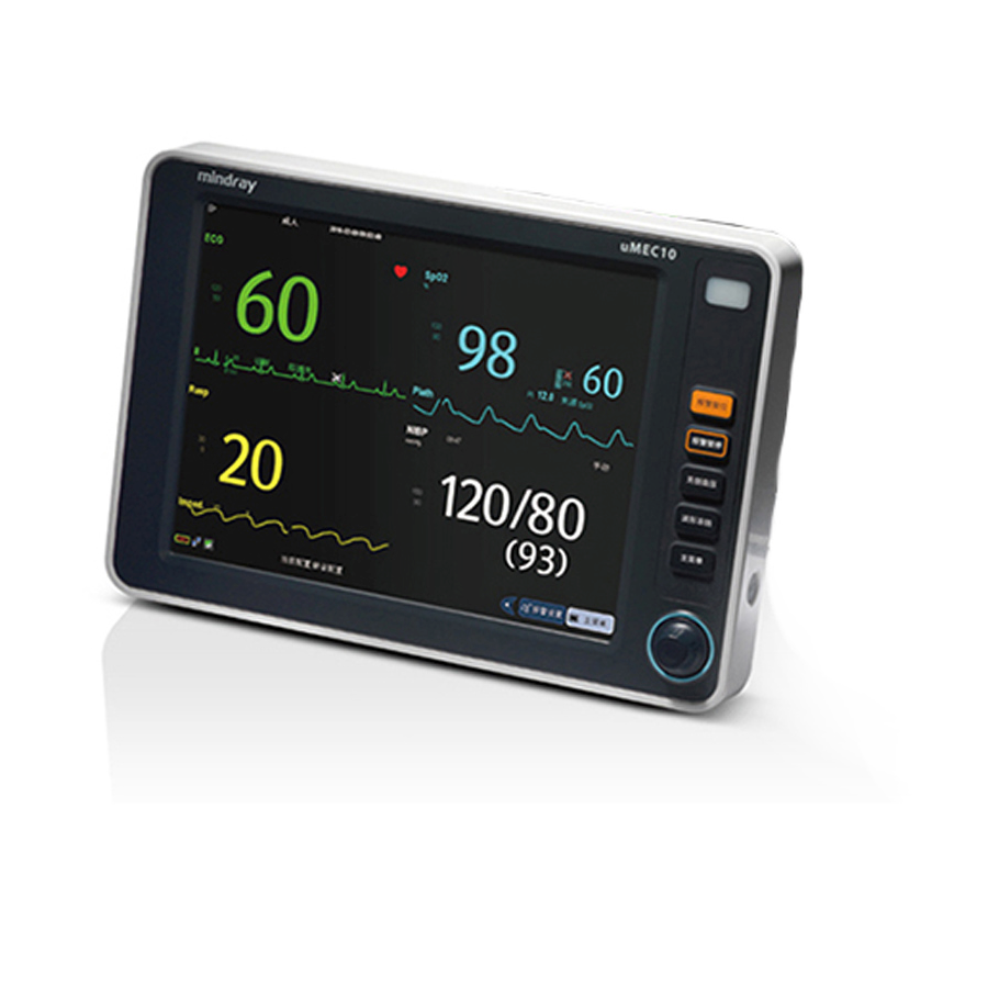 Monitor para pacientes de signos vitales MSI Beracah Medica con pantalla LCD de 10", muestra ECG, SpO2, temperatura, PNI y respiración
