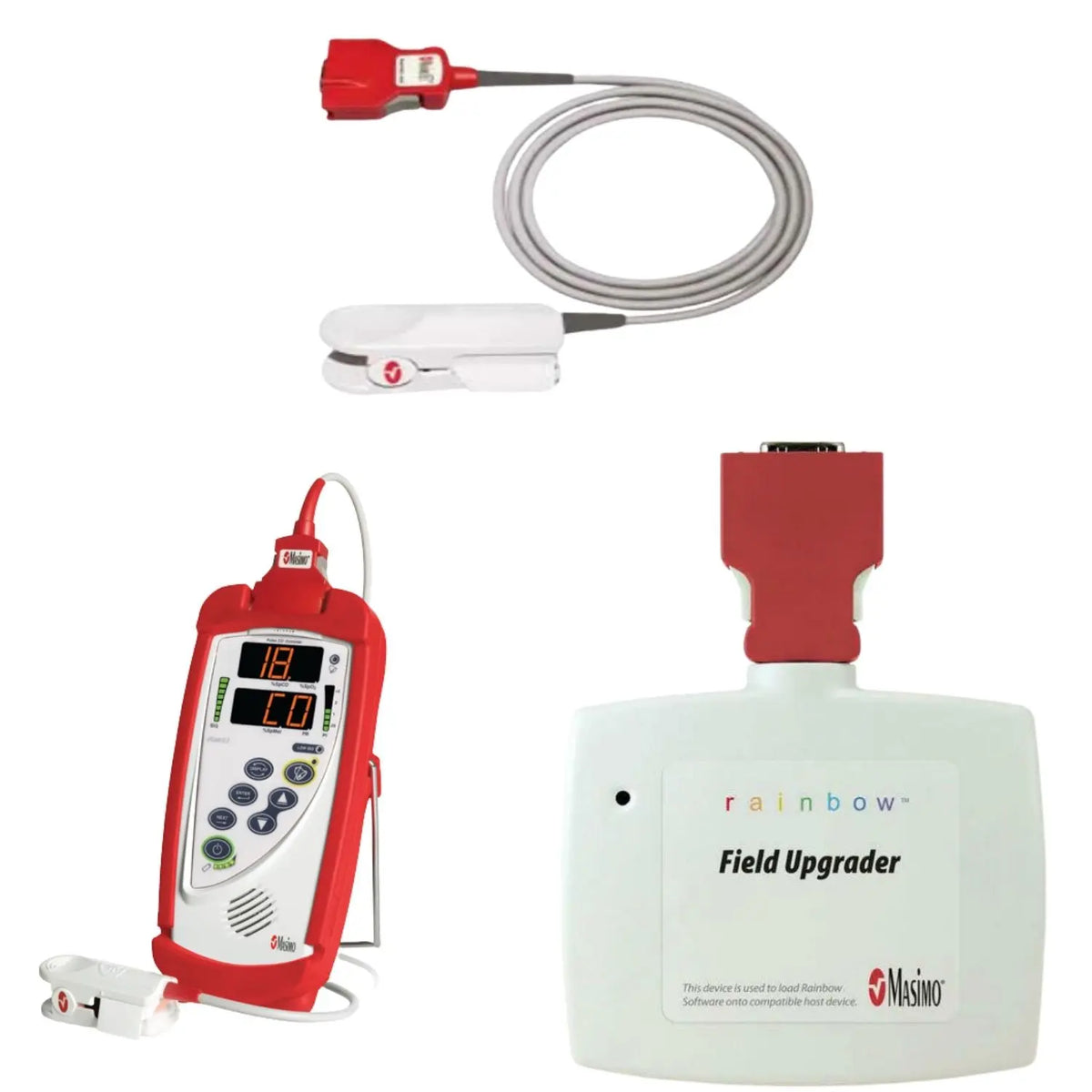 Equipo Medición SpCO RAD57+ de Beracah Medica, dispositivo médico portátil para medición de niveles de monóxido de carbono en sangre.