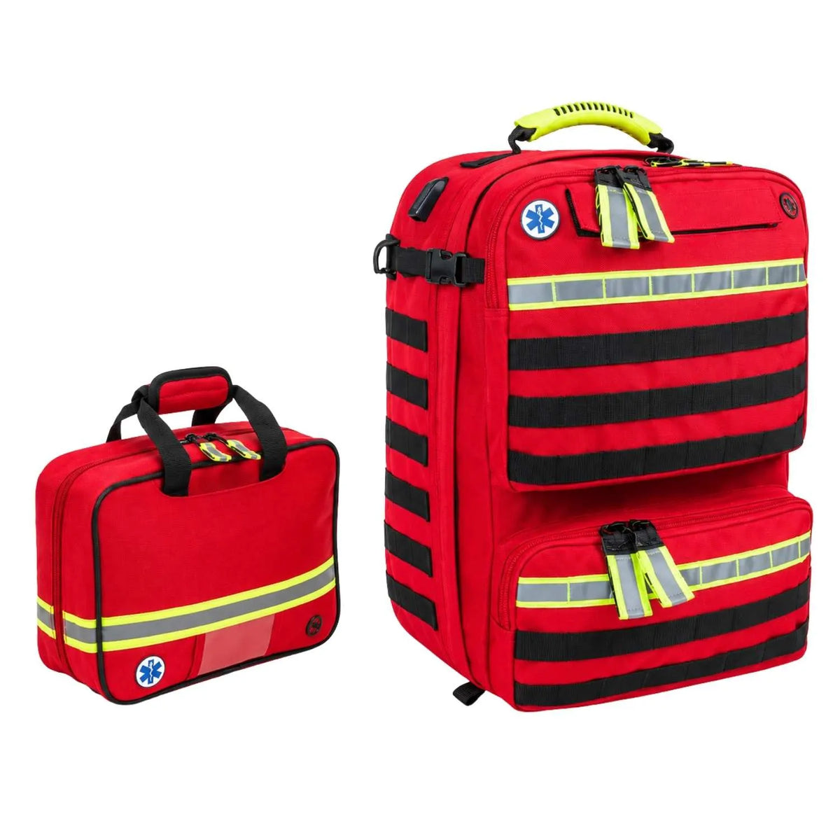 Mochila de emergencia y rescate Beracah Medica con ampulario y probadores, equipo portátil para situaciones de rescate y primeros auxilios.