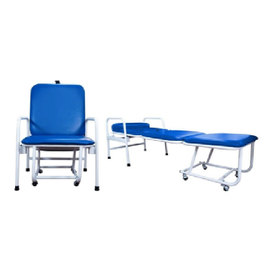Silla cama plegable hospitalaria MSI de tubo redondo, marca Beracah Medica, con estructura metálica y asiento acolchado.