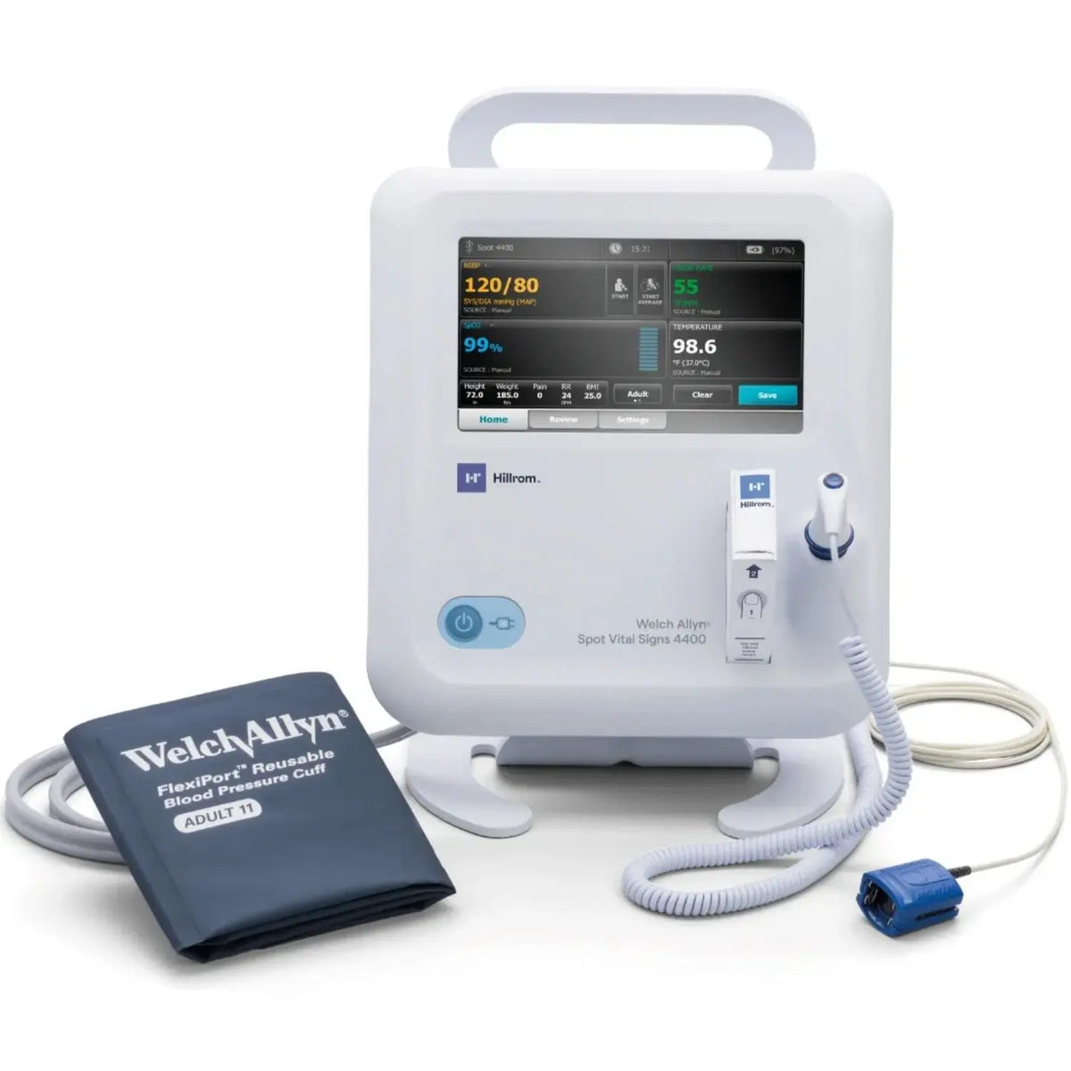 Monitor de signos vitales MSI Beracah Medica SPOT 4400 PANI TEMP SPO2 con pantalla y sensores visibles.