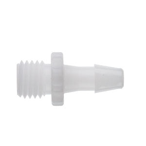 Conector plástico de rosca macho para monitor de 10 mm, marca Beracah Medica, con diseño resistente y fácil de conectar.