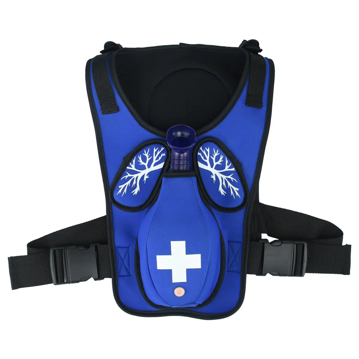 Simulador de chaleco para entrenamiento de maniobra Heimlich en infantes, de la marca Beracah Medica, para prácticas de primeros auxilios.