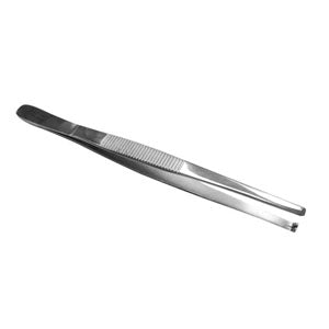 Pinza de disección de 14 cm con dientes de acero alemán premium, herramienta médica de precisión, en color plateado.