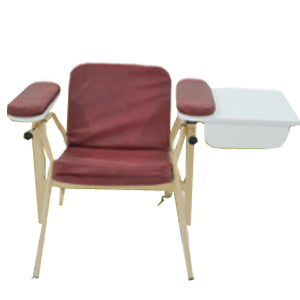 Silla para toma de muestra MSI de Beracah Medica con cajón, asiento acolchado y estructura metálica resistente.