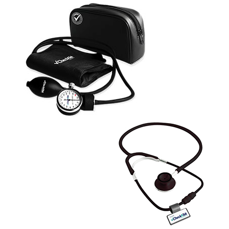 Kit de baumanómetro aneroide y estetoscopio duplex de doble campana negro de la marca Beracah Medica para medición de presión y auscultación