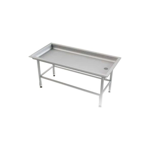 Mesa de disección de acero inoxidable MSI de 180x65x90 cm con superficie lisa y estructura resistente para uso médico.