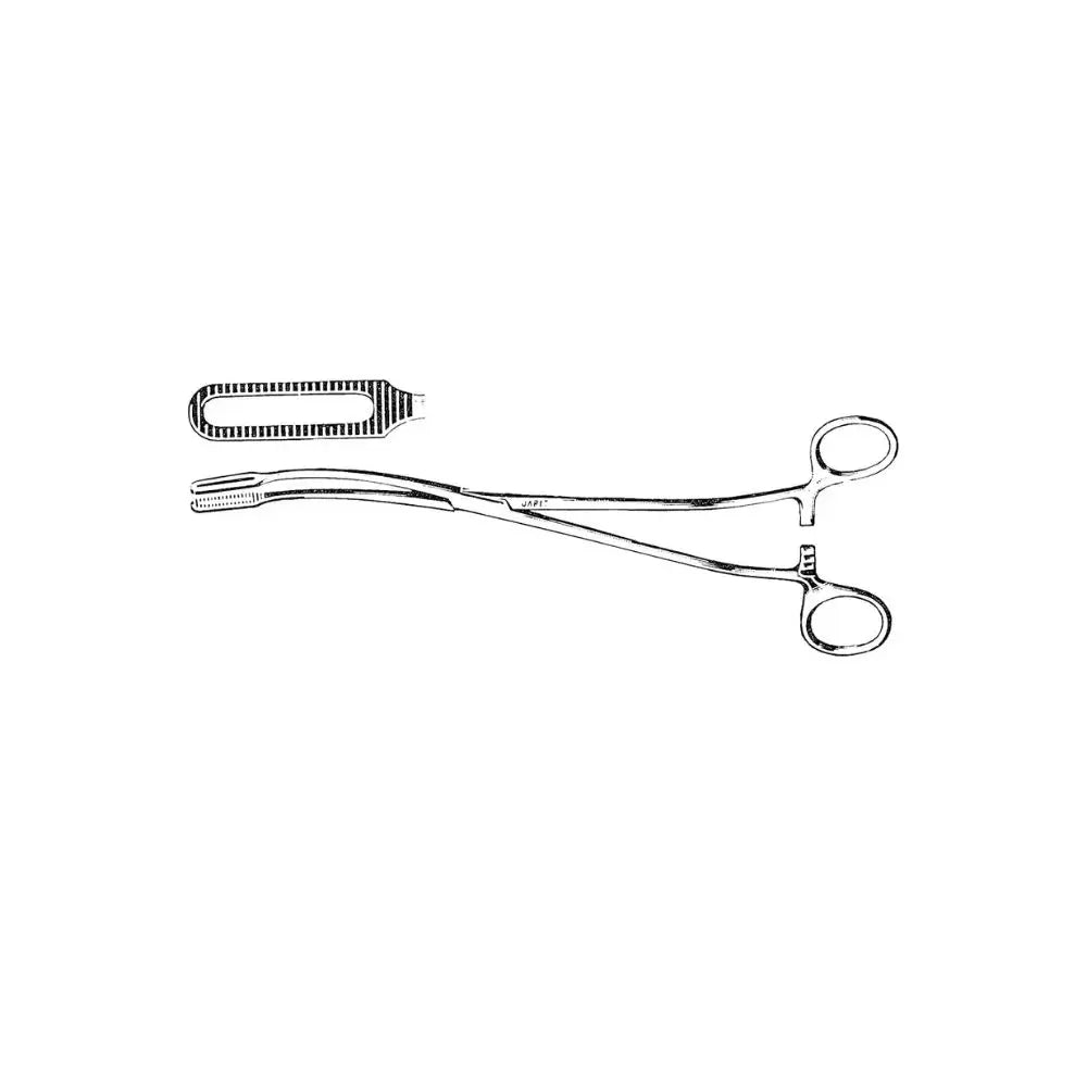 Pinza fletcher curva dentada de 9-5/8 pulgadas de la marca Beracah Medica, herramienta quirúrgica con superficie dentada.