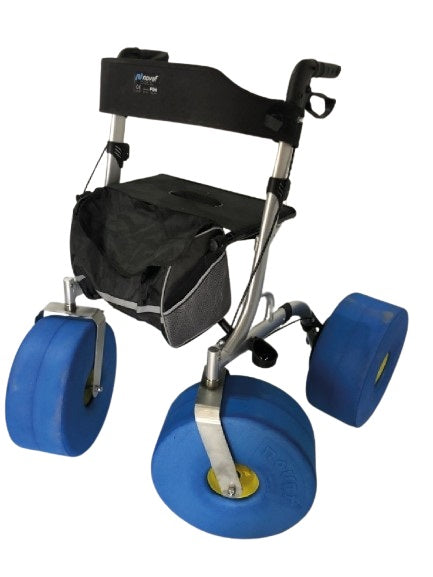 Andadera anfibia Rollator Beach XL de Beracah Medica, equipo anfibio resistente para movilidad en la playa.