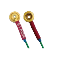 Electrodo copa de oro Rojo GRASS para EEG, silicona lisa, 96" de largo y 10mm de diámetro, entrada de 2mm, paquete con 10 unidades