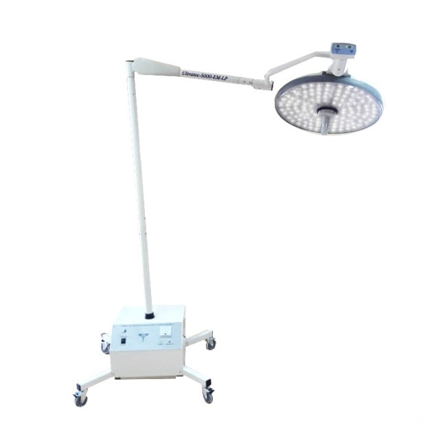 Lámpara quirúrgica portátil de emergencia LED Ultratec 5000-EM-LP de Beracah Médica, con batería y luz brillante para emergencias.