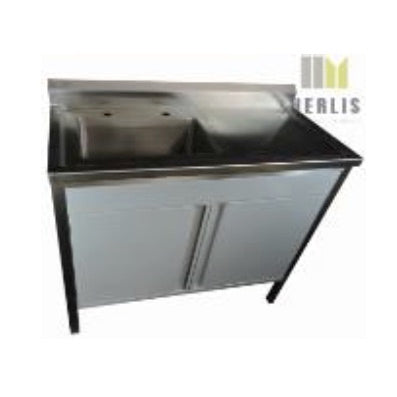 Lavabo pasteur izquierdo de 90 cm MSI de la marca Beracah Medica, con superficie blanca y diseño funcional.