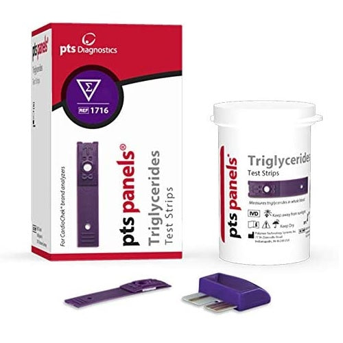 Tiras reactivas para prueba de triglicéridos de marca Beracah Medica, caja con 25 tiras para análisis en casa.