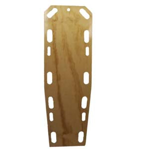 Camilla rígida de madera para inmovilización pediátrica Beracah Médica, diseñada para soporte y transporte seguro de niños.