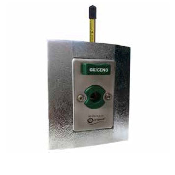 Toma de pared para aire Beracah Medica serie INOX, de acero inoxidable, con conexión para sistemas de ventilación.