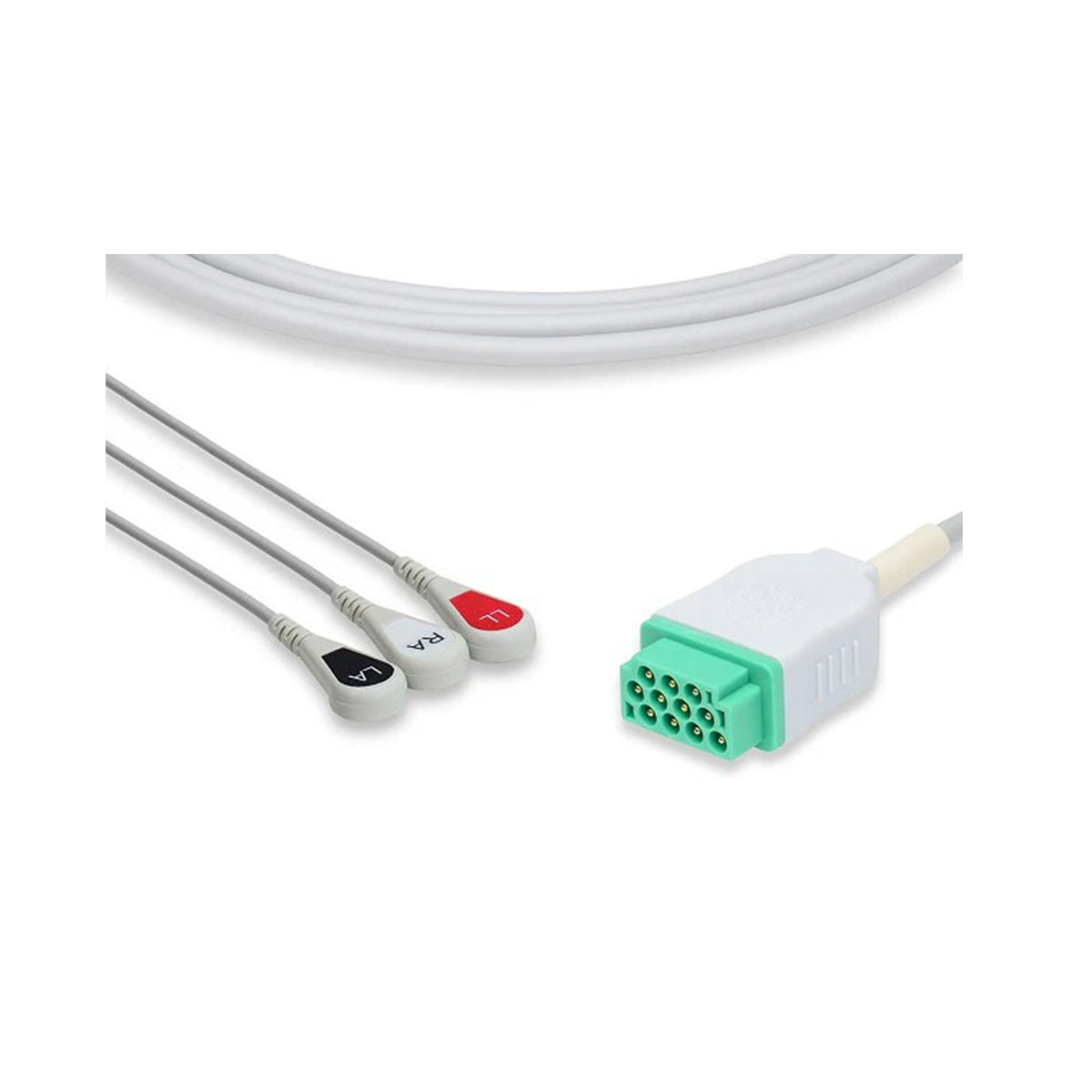 Cable ECG 3 puntas compatible GE Marquette terminación broche
