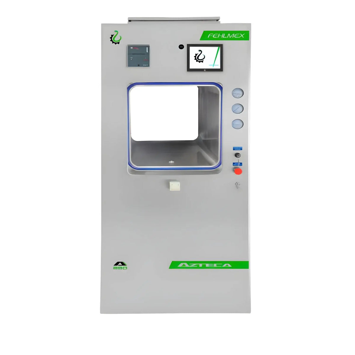 Autoclave de vapor directo Beracah Medica modelo AZTECA A-240 con puerta deslizable y control PLC, capacidad de 249.2L.