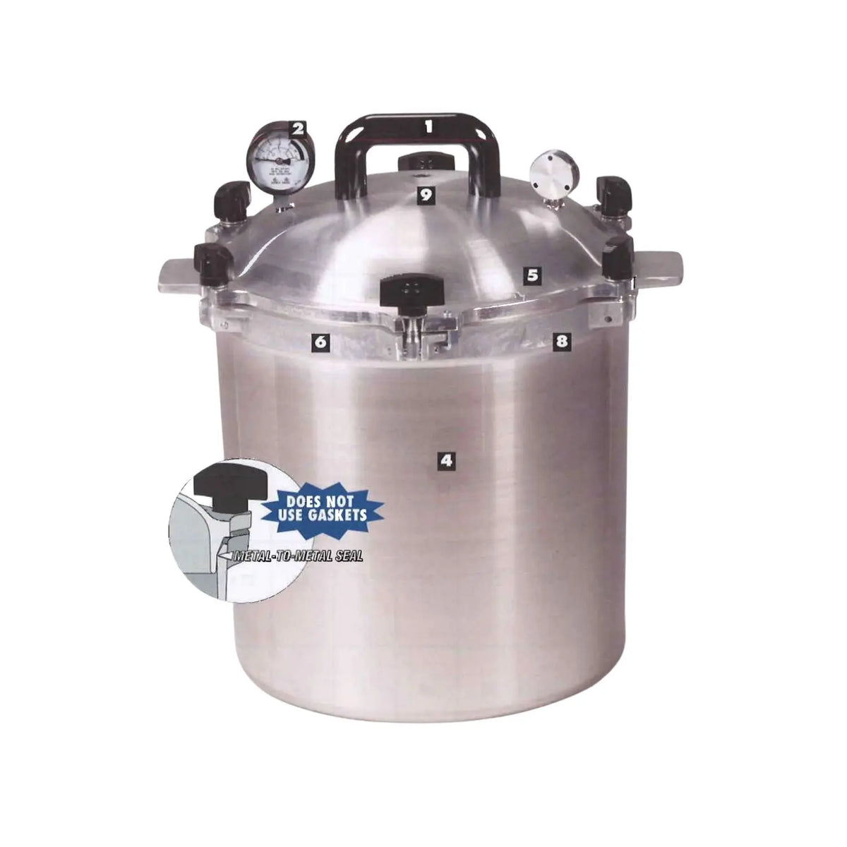 Autoclave vertical de mesa no eléctrico Beracah Medica con capacidad de 24 litros, mostrando su estructura y cierre de seguridad