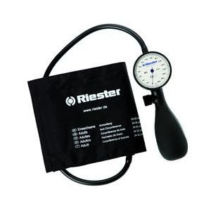 Baumanómetro analógico de brazo Beracah Medica R1, blanco, resistente a golpes, con brazalete de velcro para adulto y tubo.