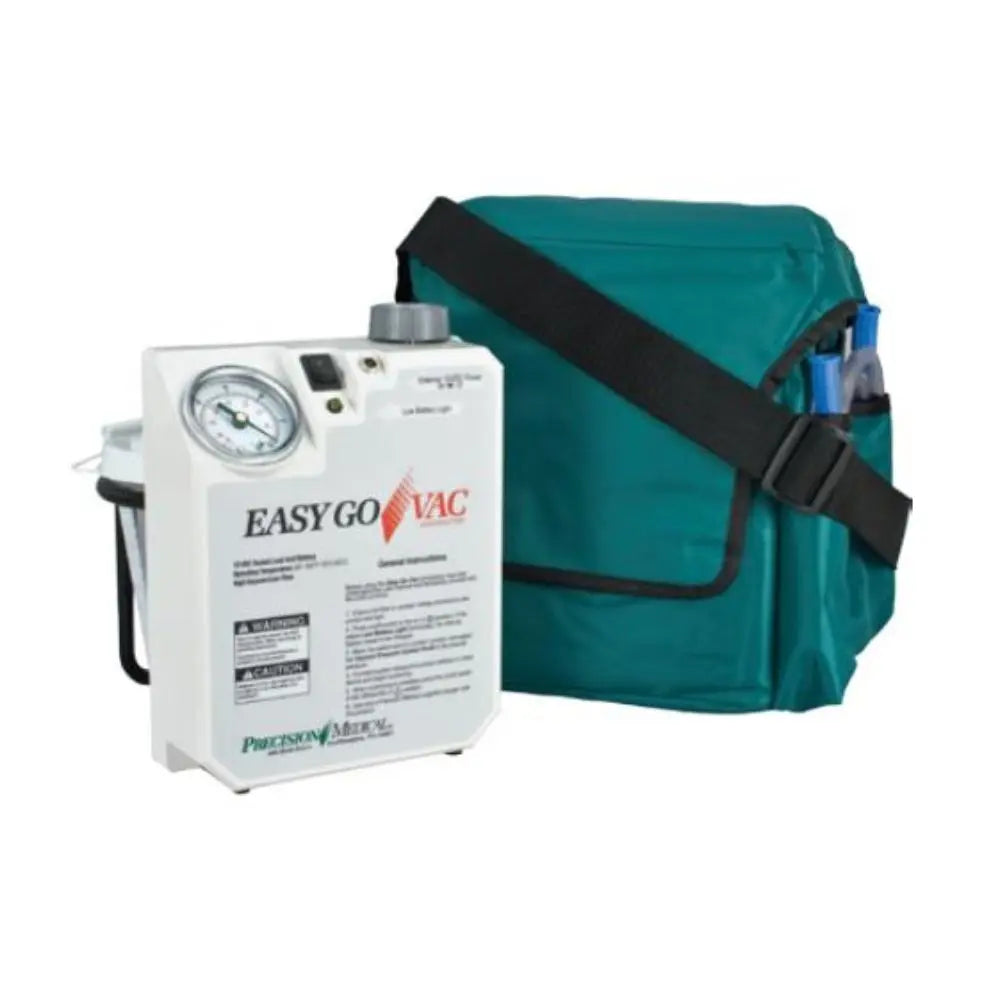 Aspirador portátil recargable Easy Go-Vac Beracah Medica, compacto y ligero, con boquilla y batería vista en la imagen.