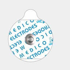 Electrodo pediátrico para ECG Beracah Medica, 35x30 mm, paquete con 20 sobres de 100 piezas para monitoreo cardíaco.
