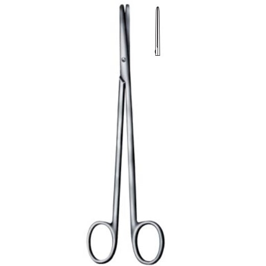 Tijeras Metzembaum rectas de 15cm de la marca Beracah Medica, con hojas rectas y mango ergonómico para corte preciso.