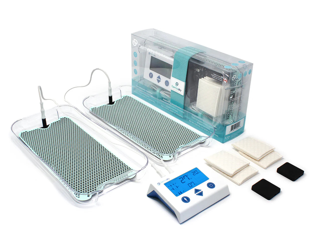 Dispositivo de Iontoforesis Dermadry Total para la sudoración excesiva de manos, pies y axilas
