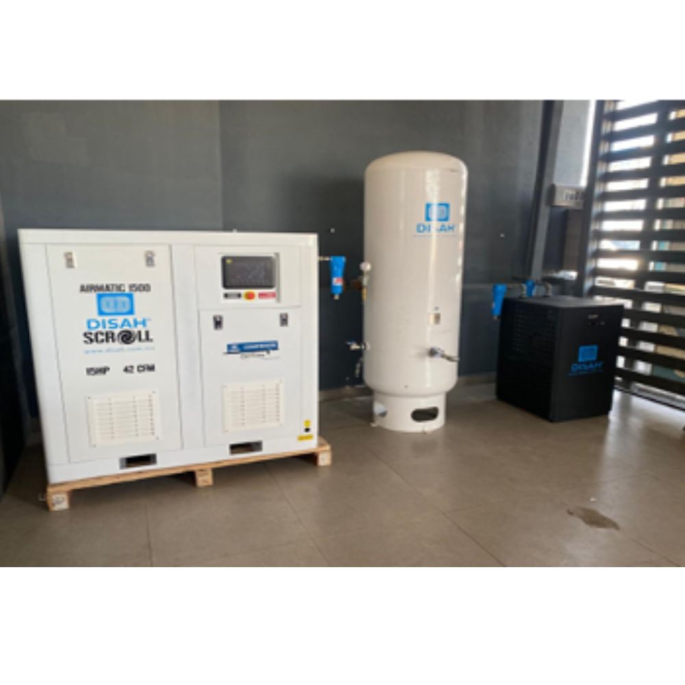 Compresor grado medico de 15 hp duplex con dos motores de 7.5HP y  tanque de 500 litros