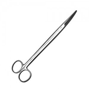 Tijeras Mayo curva de 23 cm de acero alemán de la marca Beracah Médica, con filo afilado y mango ergonómico.