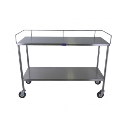 Mesa para instrumental MSI de acero inoxidable, con dos entrepaños y dimensiones de 119x40x90 cm, marca Beracah Medica