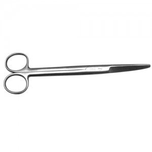 Tijeras Mayo curva de 20cm marca Beracah Medica, tijeras profesionales para corte preciso en entresijos y tejidos médicos.