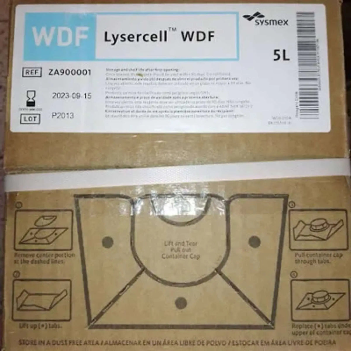 Accesorios y refacciones para analizadores de sangre Lysercell Wdf 1X 5L de Beracah Medica, envase con líquido en botella de 5 litros