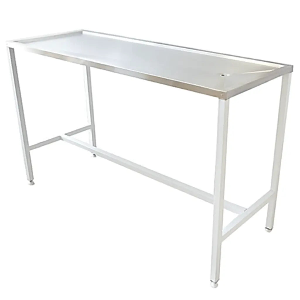 Mesa de exploración veterinaria básica MSI de Beracah Médica, cubierta en acero inoxidable 304 y base en acero inoxidable 201.