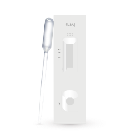 Prueba de detección del antígeno de hepatitis B (HBsAg) en cassette de Beracah Médica, caja con 40 unidades.
