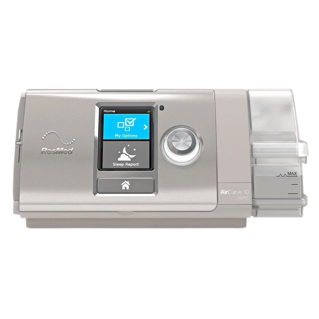 Dispositivo de terapia AirCurve 10 VAuto con humidificador HumidAir de Beracah Médica, ventilador CPAP y BiPAP.