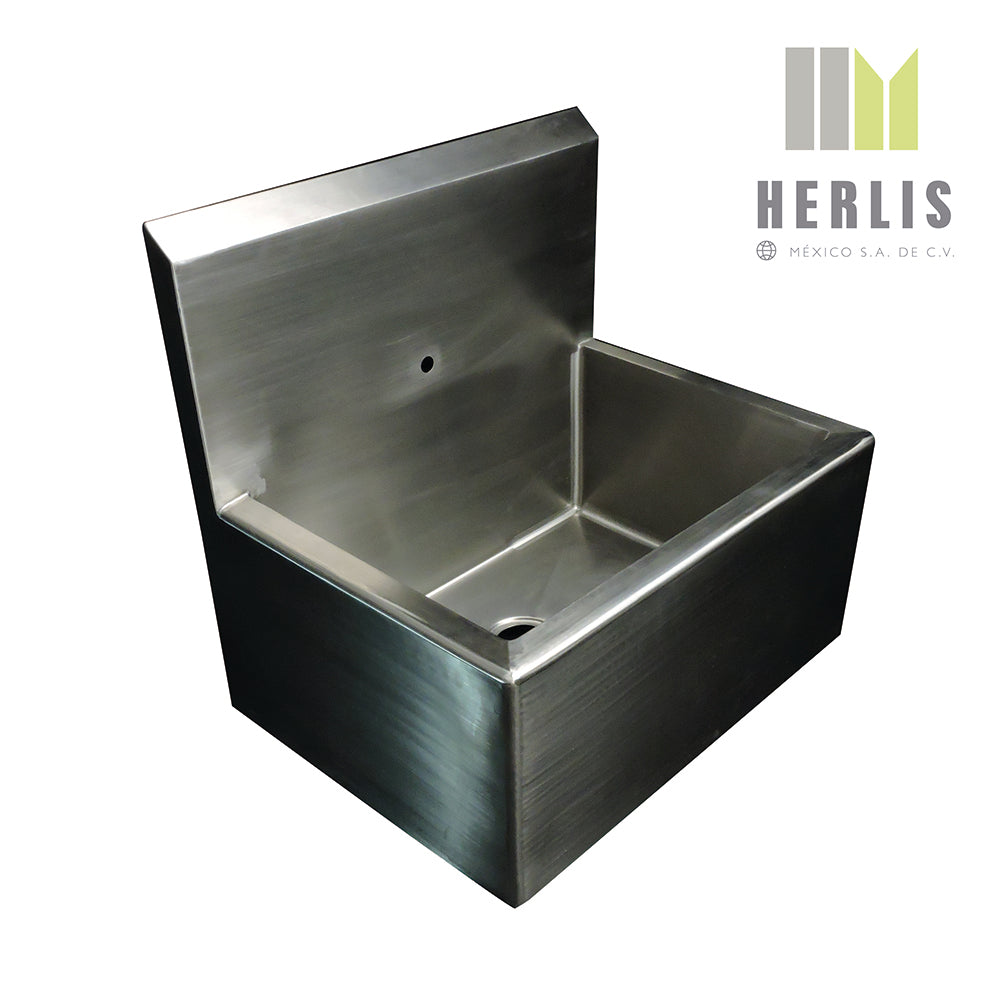 Lavabo para cirujano sencillo en acero inoxidable MSI de 80x60x76 cm, con superficie lisa y diseño funcional.