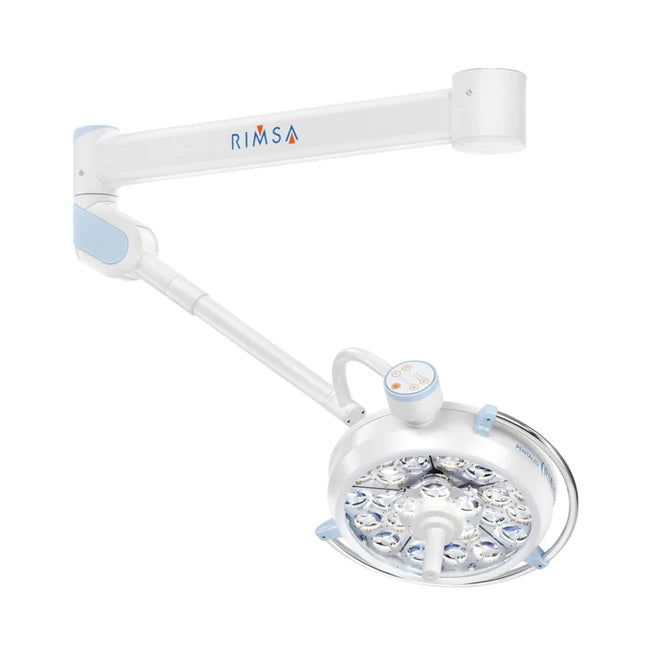 Lámpara quirófano sencilla LED Beracah Medica, 140,000 lux, luz blanca cálida, modelo Pentaled, iluminación clínica brillante.
