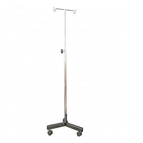 Soporte para sueros para venoclisis MSI de Beracah Médica, trípode cromado con antena telescópica ajustable.