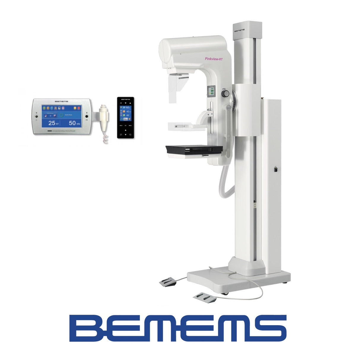 Mastógrafo analógico Beracah Medica Pinkview-AT con torre de magnificacion y pantalla, usado en mamografías diagnósticas.