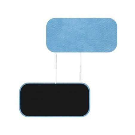 Electrodo rectangular de 5x10 cm con entrada universal para electroestimuladores Beracah Medica, paquete de 5 bolsas con 4 piezas.