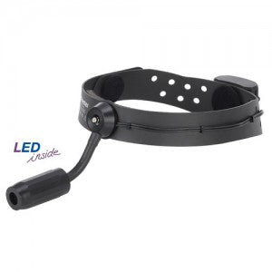 Lámpara frontal Ri focus LED de Beracah Médica con juego de pilas, ideal para iluminación portátil y actividades al aire libre.