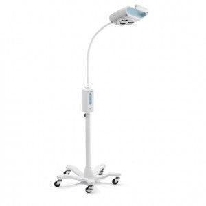 Lámpara para procedimientos menores MSI GS-600 con pedestal, iluminación brillante y ajustable para uso médico.