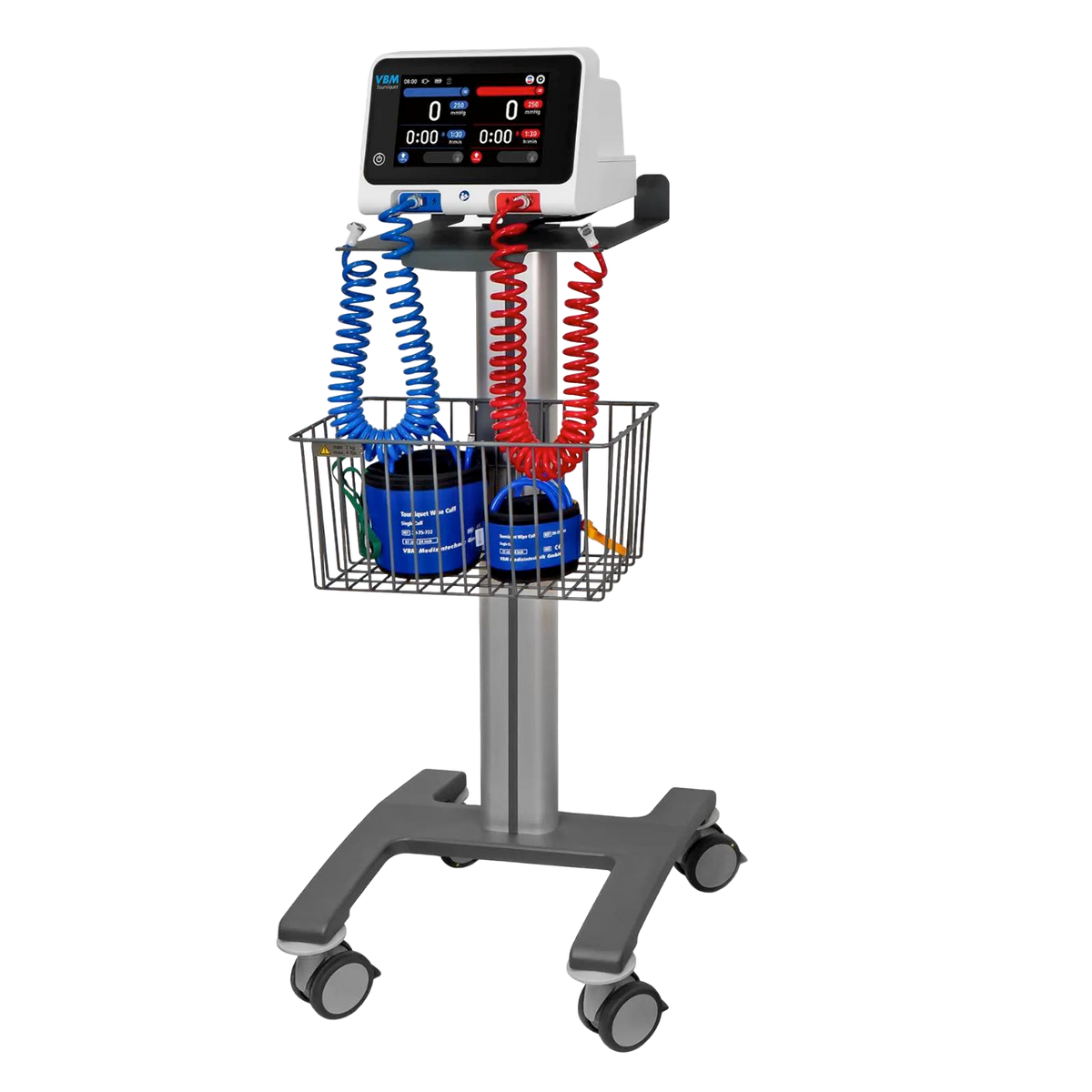 Equipo eléctrico Beracah Medica para isquemia torniquete TT20, con dos canales y accesorios, sin manguitos.