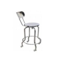 Banco con pistón neumático y respaldo, asiento de lámina de acero inoxidable 304, equipo y mobiliario médico de Beracah Medica.