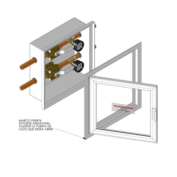 Caja de seccionamiento para 2 gases con válvulas de 25mm (1") con manómetros