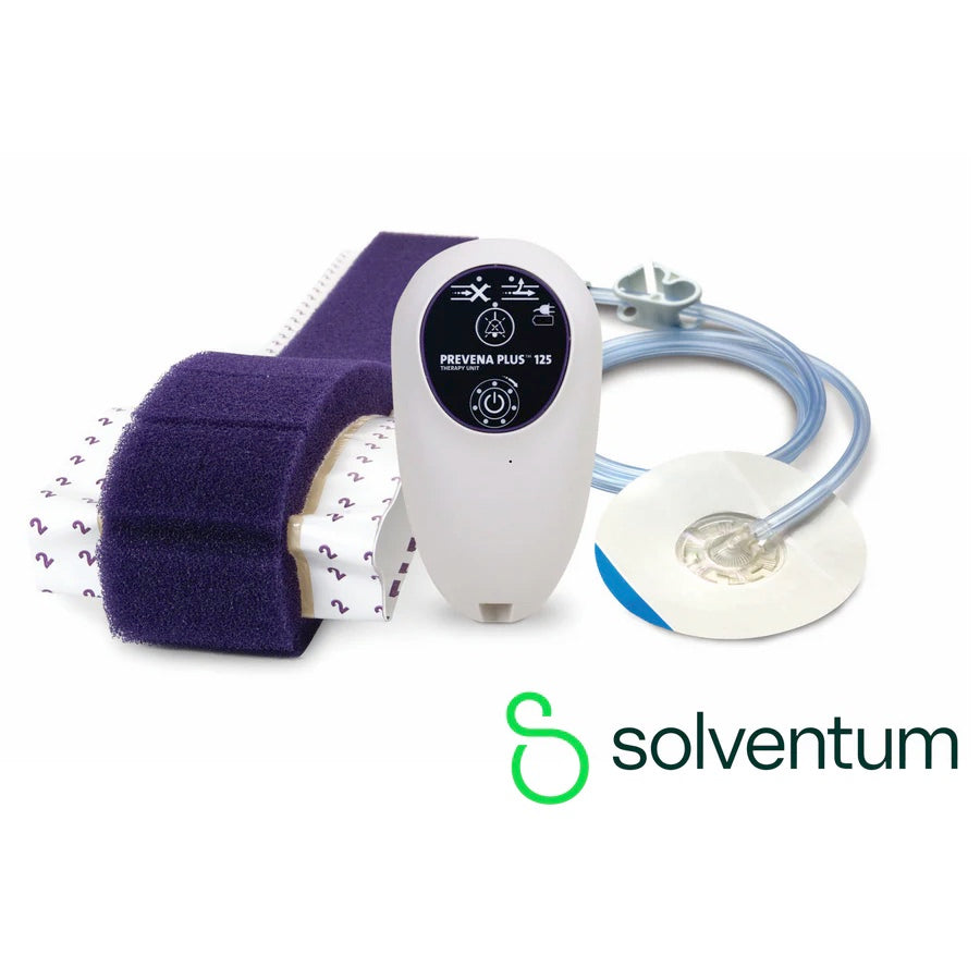 Sistema de incisión personalizable 3M™ Prevena Plus™ de 90 cm, gasas y apósitos para heridas de la marca Beracah Medica.